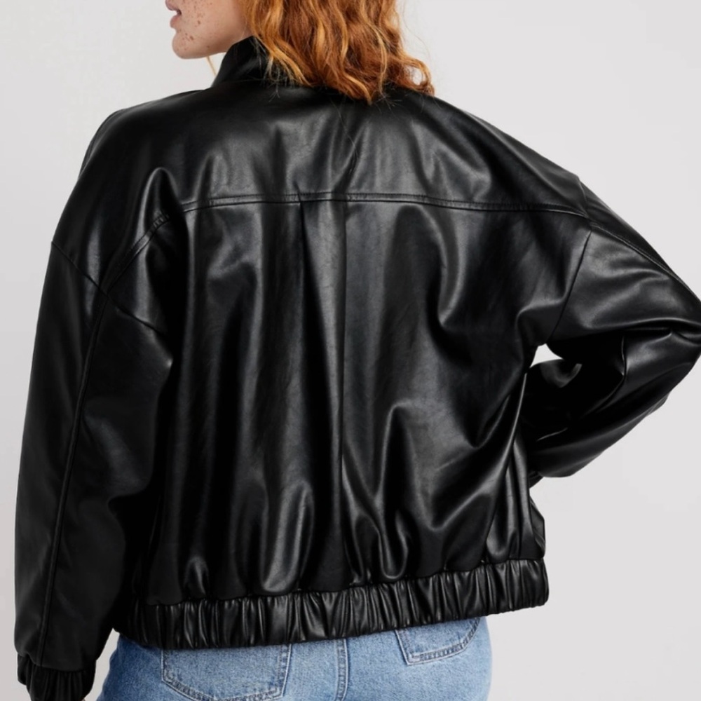 Old Navy - Bomber jacket - Black Faux leather - Medium Tall - NWT - Picture 10 of 11